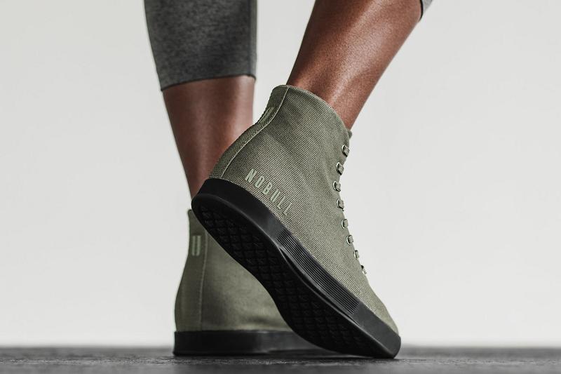 Dark / Green Nobull High-Top Ivy Canvas Women's Trainers | CA P1964J